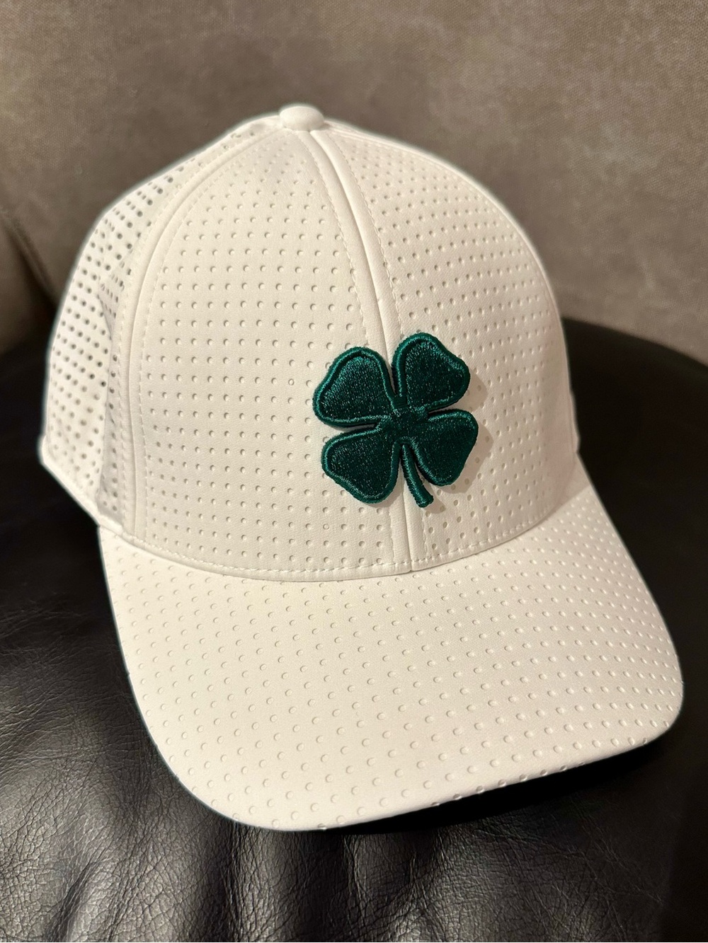 Black Clover “Live Lucky” Technical Golf White Breathable Mesh Cap